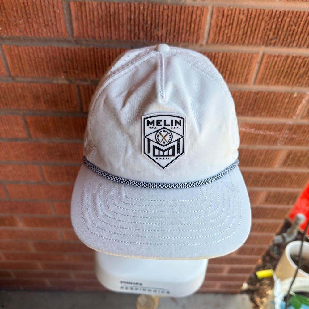 Melin Coronado Hydro Hat Mens CL White Waterproof Perforated Snapback Cap